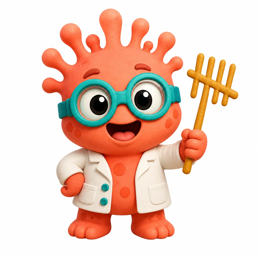 Pixel, a cheerful coral lab creature holding a tally wand