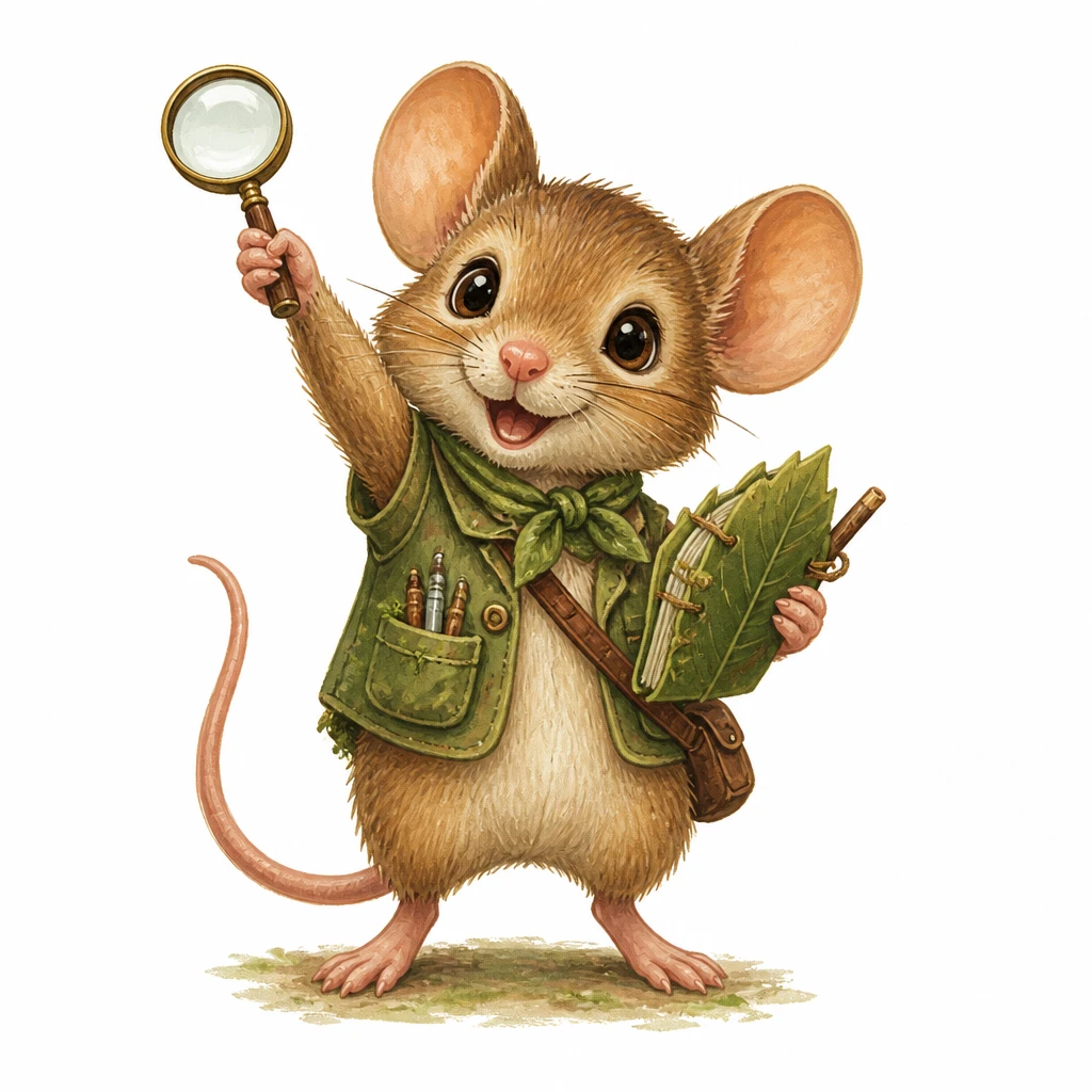 Mori, a cheerful mouse nature scientist