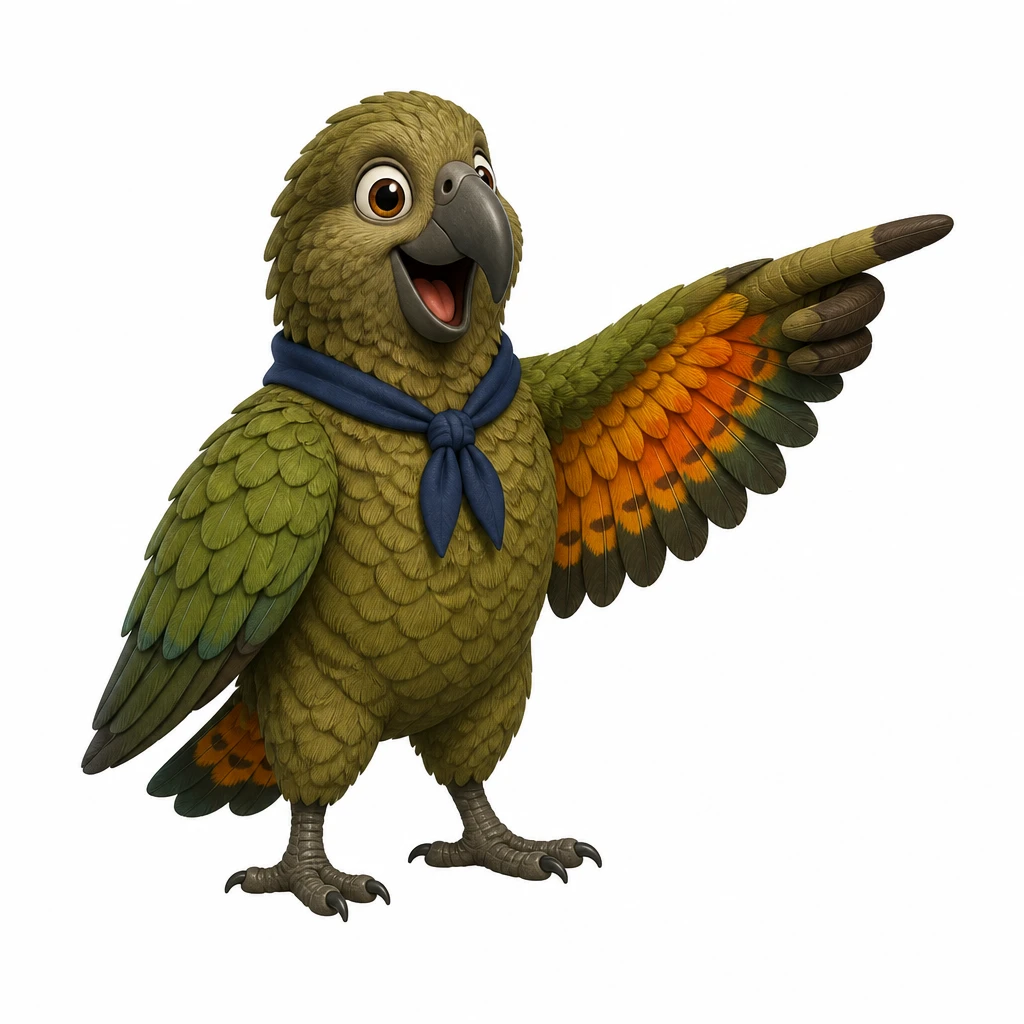 Ako, a cheerful kea ranger