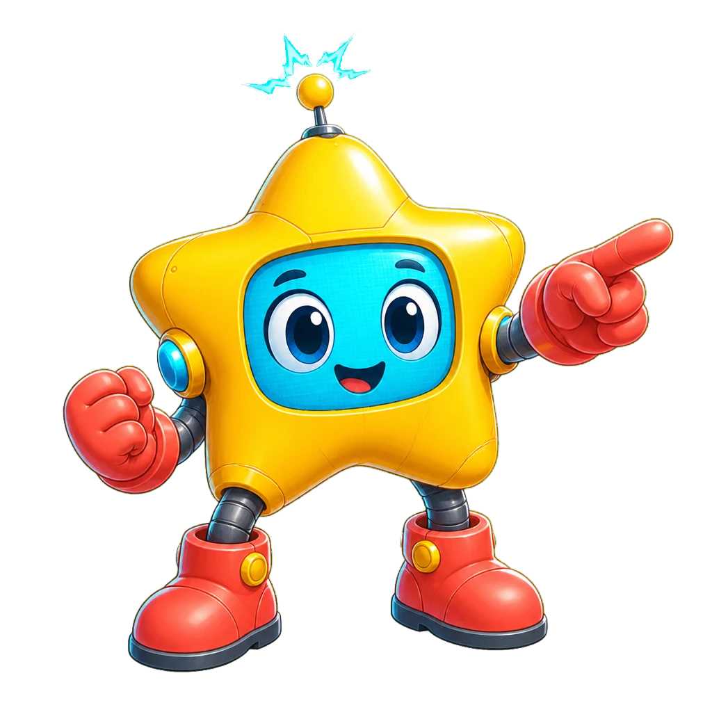 Zippy, a cheerful yellow star-shaped robot